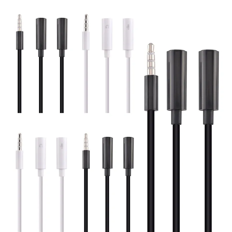 3.5mm Audio Cable Male Jack to 2 Double Female Mic Earphone Y Splitter Headphone Extension Adapter AUX Connectors