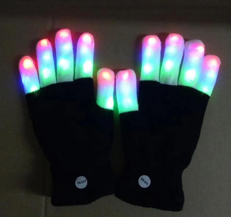 Lighting Mittens Magic Black Luminous Gloves Led Glow Gloves Rave Light Up Blinking Finger Children Toys Supplies2780834