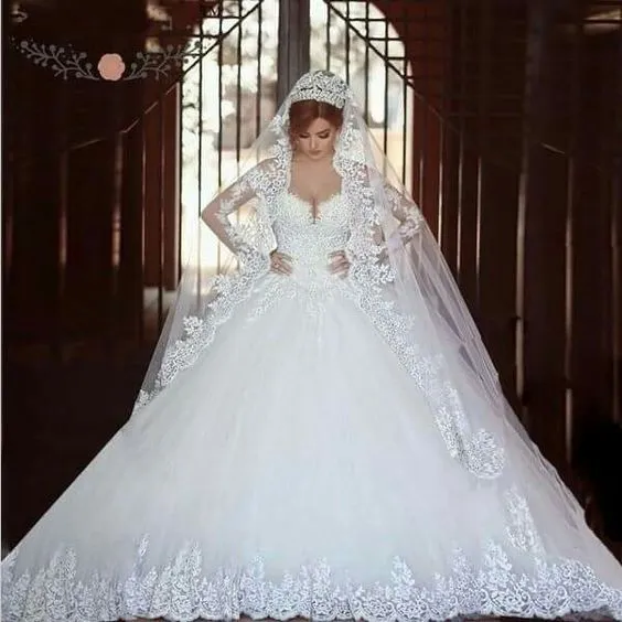 2016 Vestios De Novia Ball Gown Lace Wedding Dresses Arabic Style Said ...