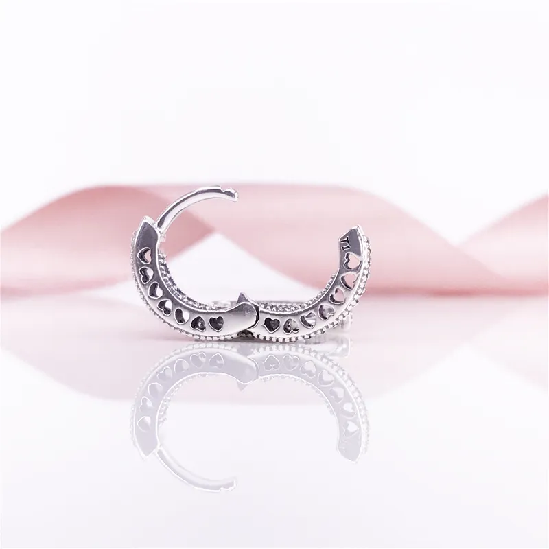 Cœurs authentiques de la boucle d'oreille P HOOP 925 Sterling Silve Femmes Oreilleur Bijoux de style européen compatible 296317czring 7481873