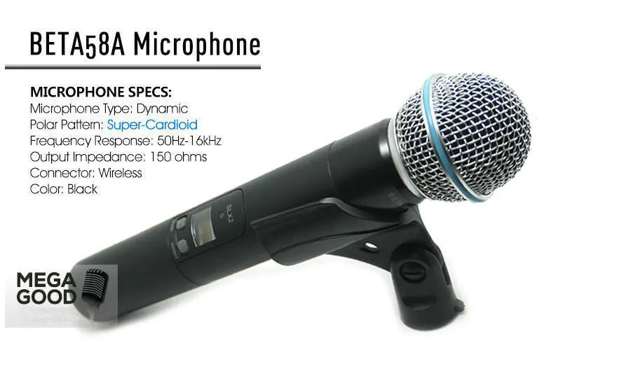 Quality Microphones Beta58a Professional UHF Wireless Mic SLX24BETA58 SLX Cordless 58A Handheld Karaoke System Microfono