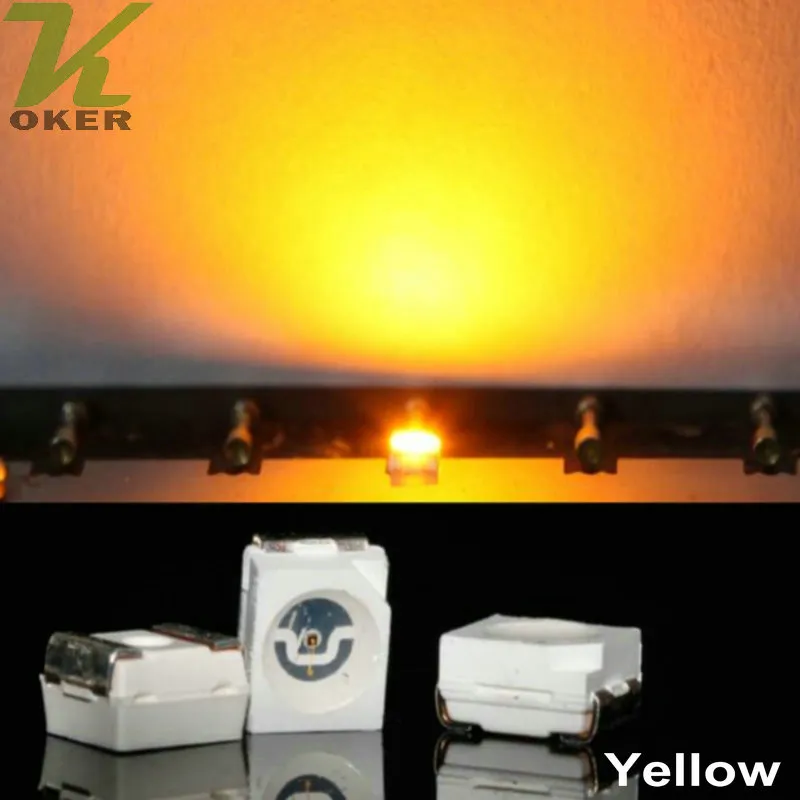 10000 adet / Reel Sarı PLCC-2 SMD 3528 (1210) LED Lamba Diyotları Ultra Parlak