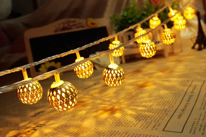 Christmas light Holiday Light Moroccan ball LED Strip 20 Lamp BallsLED String For Wedding Party Fairy Lights Christmas Decoration