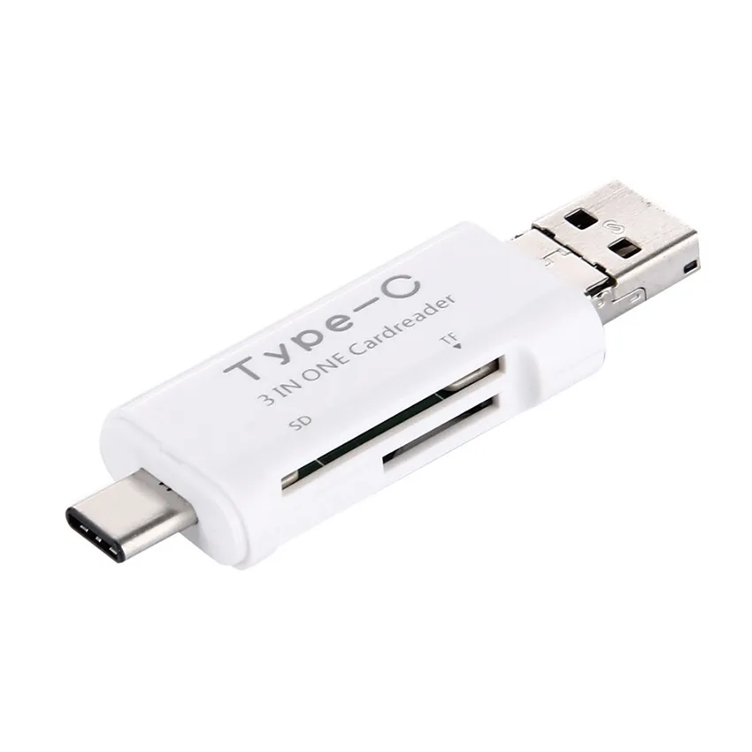 Ny 3 i 1 USB 3.1 Typ C Micro USB OTG USB-kortläsare Micro SDHC SD TF-typ-C-kortläsare för Samsung Note7 iPhone7 MacBook Notebook