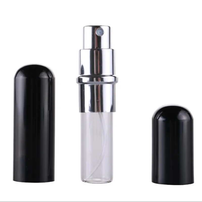 5 ml Wysokiej Jakości Narzędzia Do Makijażu Małe Czarny Aluminium + Szklana Perfumy Spray Butelka 5CC Przenośny kosmetyczny atomizer F20172667