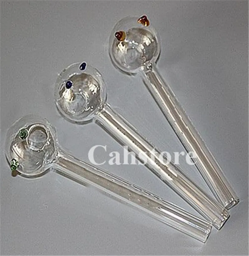 Billiga 12cm rakt rakt glasrörolja Heady Glass Rökning Rörskål Klar Pyrex Glasolja Brännare Steamroller Pipe