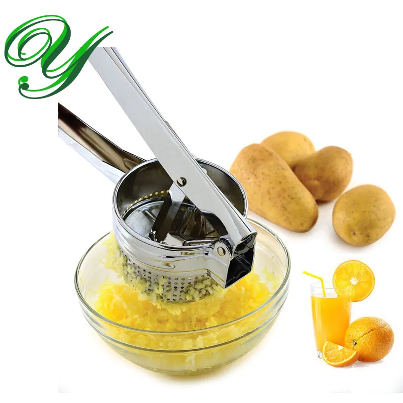 Potatis Masher Ricer Rostfritt Stål Citron Squeezer Citrus Juicer Vitlök Press Crusher Baby Food Purees Maker Fruit Vegetabiliska Köksdrang