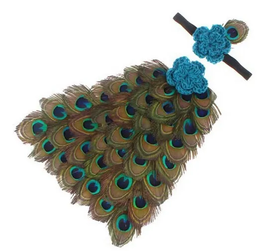 Zestaw kostiumów Baby Peacock Cloak Nowonborbowy Pography Cape Peacock Feather z opaską na głowę szydełka Zwierzę