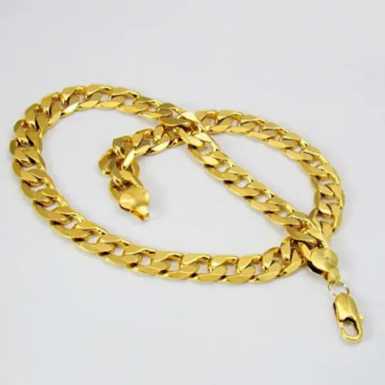 Nuova collana da uomo in oro giallo 18 carati da 10 mm da 24 pollici Curb Link 75 g catena GF gioielli senza nichel, non allergico, non facile da appannare