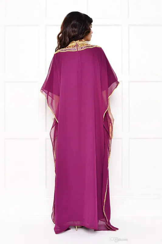 Arabian Dubai Kaftan Arabische avondjurken kralen kristallen kraag moslim islamitische beroemdheid jurk formele feestjurken Abaya Caftan Chiffon