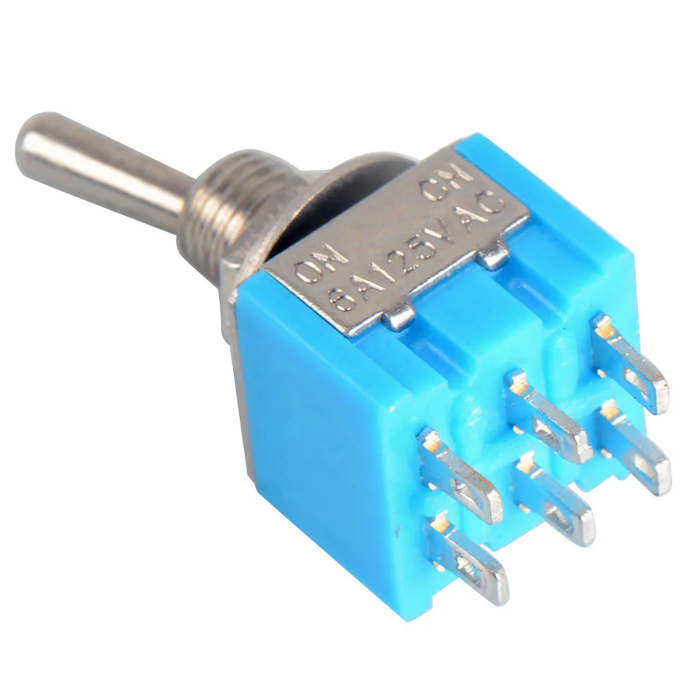 Blue 6-Pin DPDT ON-ON Mini MTS-203 6A125VAC Miniature Toggle Switches B00020 BARD