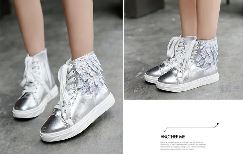 2016 새로운 패션 어린이 운동화 아이를위한 높은 정상 날개 캔버스 소녀 신발 겨울과 가을 신발