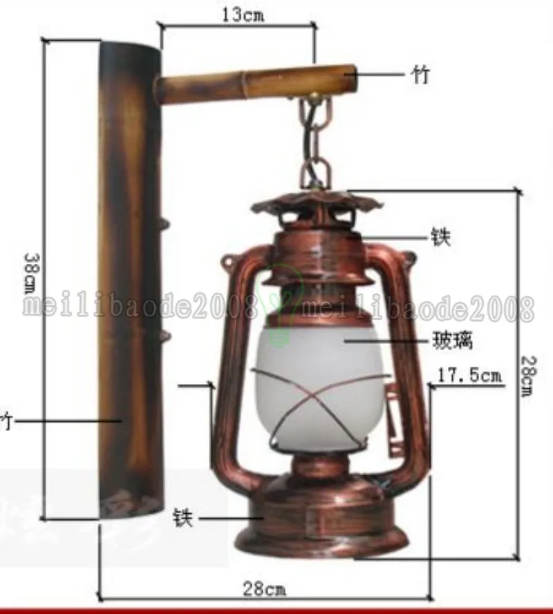 Chinese Retro Nostalgia Building Process LED Wall Lamp Bamboo Teahouse Creative kerosene Lantern Iron Wall MYY