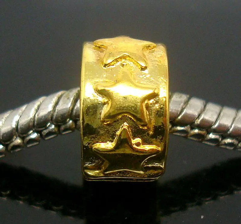50st Mixed Copper Base Gold Plated Stopper Clip Charms för smycken som tillverkar DIY -pärlor för europeisk armband hela i bulk L222F