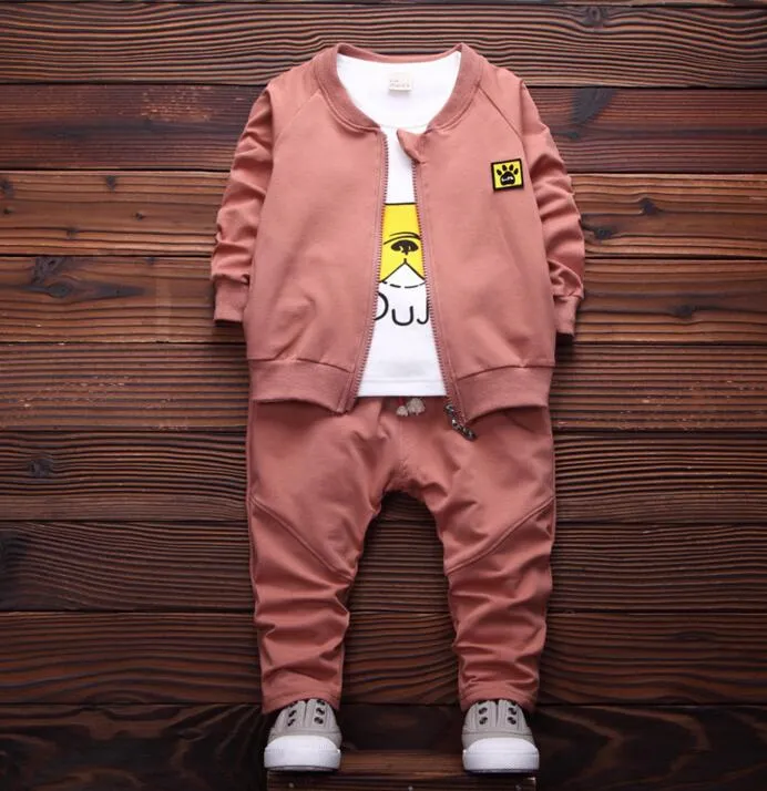 2016 Autumn Cotton Casual Clothes 2 7 Year Old Boy Three Pieces Sets T