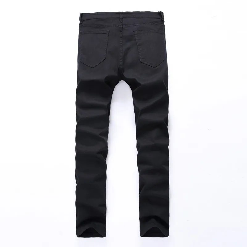 Swag Mens Designer Brand Black Jeans Skinny Ripped Détruit Stretch Slim Fit Hop Pantalon avec des trous pour les hommes