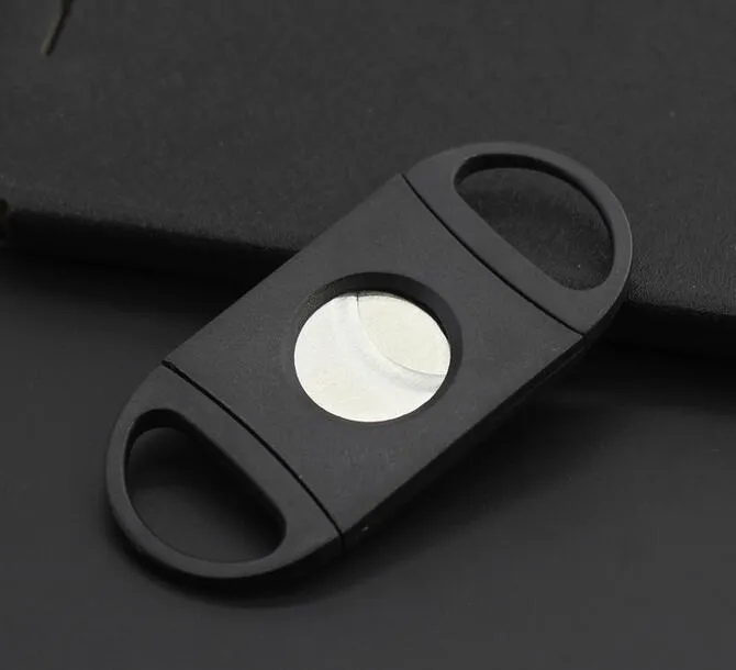 Pocket Plastic Stainless Steel Double Blades Cigar Cutter Knife Scissors Tobacco Black New whole1152288