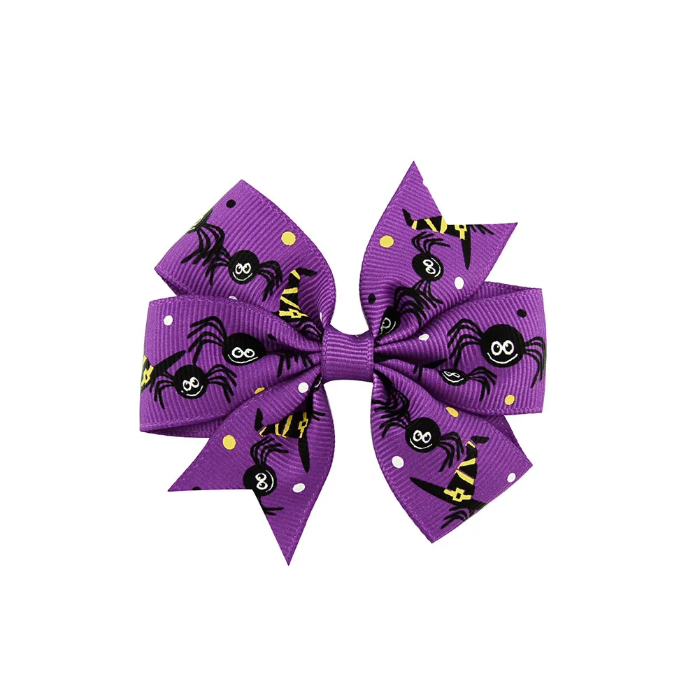 new Ghost Halloween Hair Clips Pumpkin Hairbow Hairpin Children Grosgrain Bowknot Barrettes Hair Accessories 