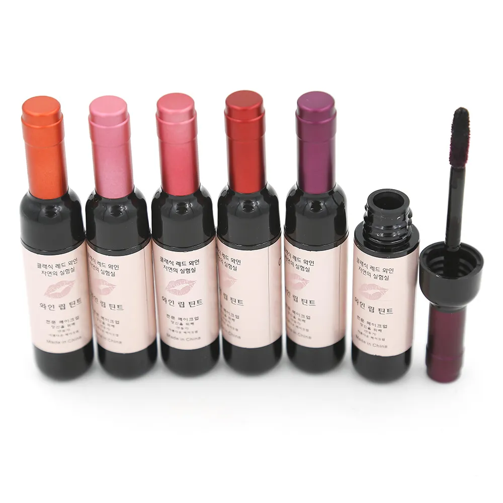 Rossetto liquido Vino trucco Lip Tint 24 pezzi / lotto 6 colori Lip Stain Net 6ml * 1 P7004