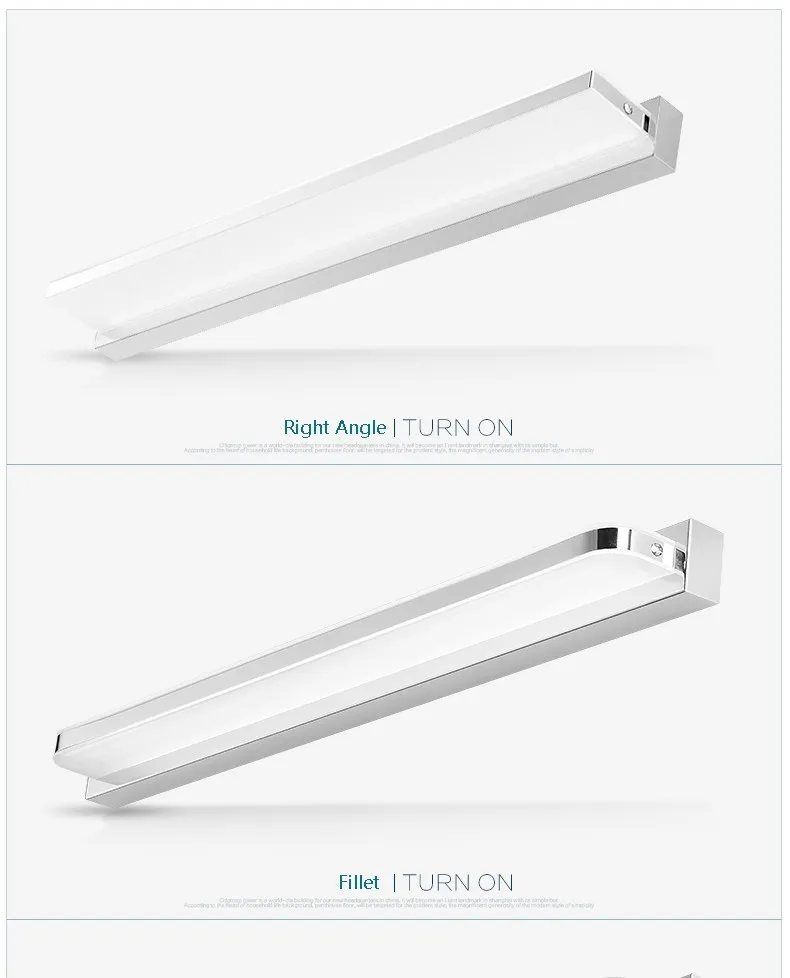 Ny enkel badrumsspegel Ljus LED-badrumsväggslampa Rostfritt stål Lamparas de Pared Make-Up Waterproof Anti-dimlampor300b