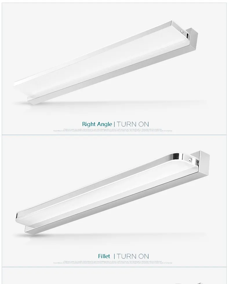 Nuova lampada da specchio per bagno semplice Lampada da parete per bagno a LED Lamparas de pared in acciaio inossidabile per trucco Lampade antiappannamento impermeabili241R