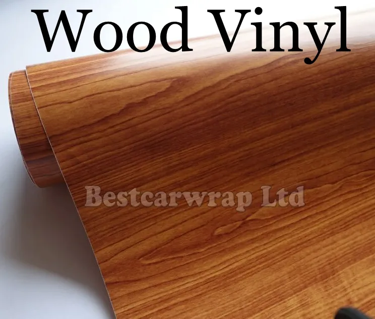 NEW WoodGrain Vinyl - Car wrap Vinyl Brown wood grain Film With Air Release Car stickers For Vehicle graphic covers Size:1.52*20M/Roll