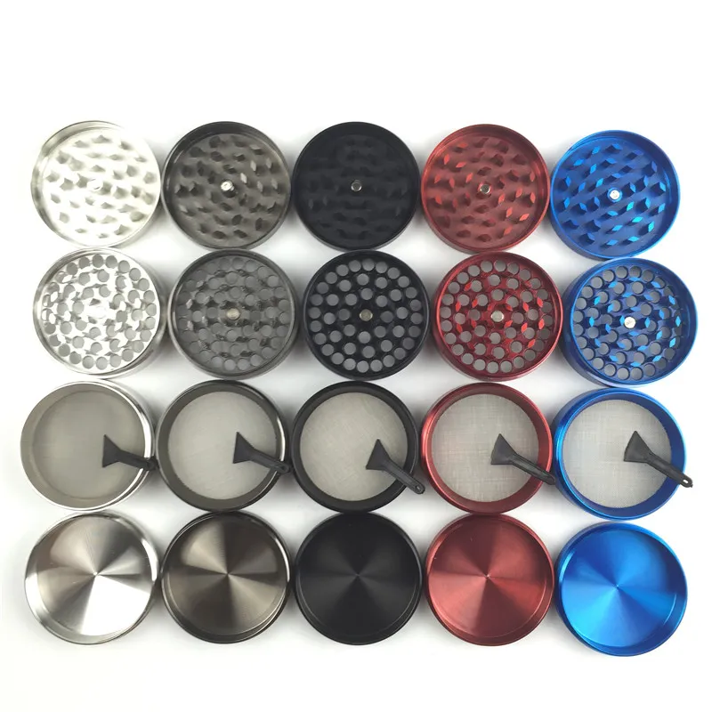 55 mm 4-delige grinder kleurrijke kruidengrinder metaal met zwart zilver donkergrijs blauw rood joint Zicn cnc tanden space case tabak grinder