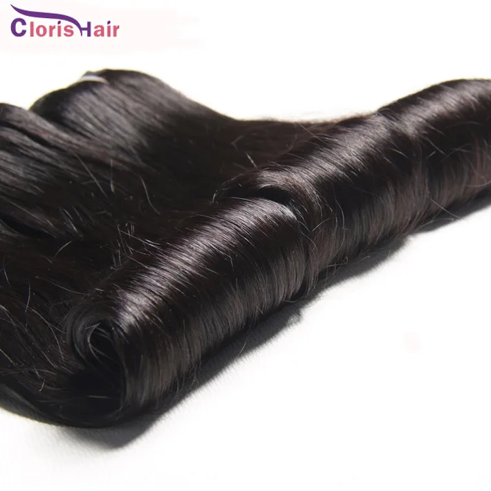 Soft Unprocessed Aunty Funmi Extensões de Cabelo Humano Extensões Bouncy Romance Curvas Peruano Virgem Dupla Trama Duplo 3 Bundles Fumi Short Bob Style Weave