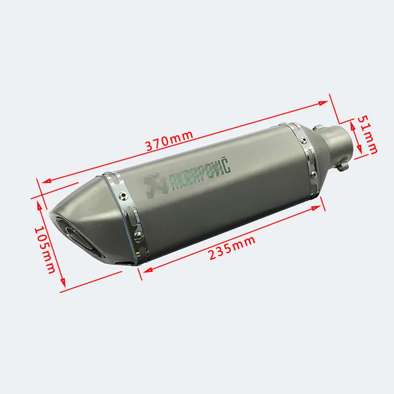 Lasermarkering Akrapovic 38-51mm Universal Motorcykel Avgasdämpare Rörsljuddämpare med avtagbar DB-mördare