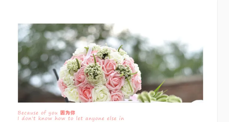 2018 Rosa nupcial Bouquet Flores com Feito à Mão Flores Foam Rosa bouquets de casamento artificial elegante Segurar Bridal Rose Flores em estoque