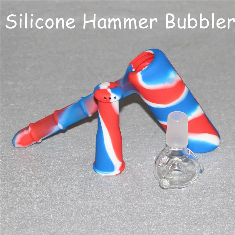 Hot Silicone Hammer Bubbler 6 Hål Perc Percolator Bubbler Vattenrör Matris Rökning Rör Tobaksrör Bongs Duschhuvud PERC Två funktioner