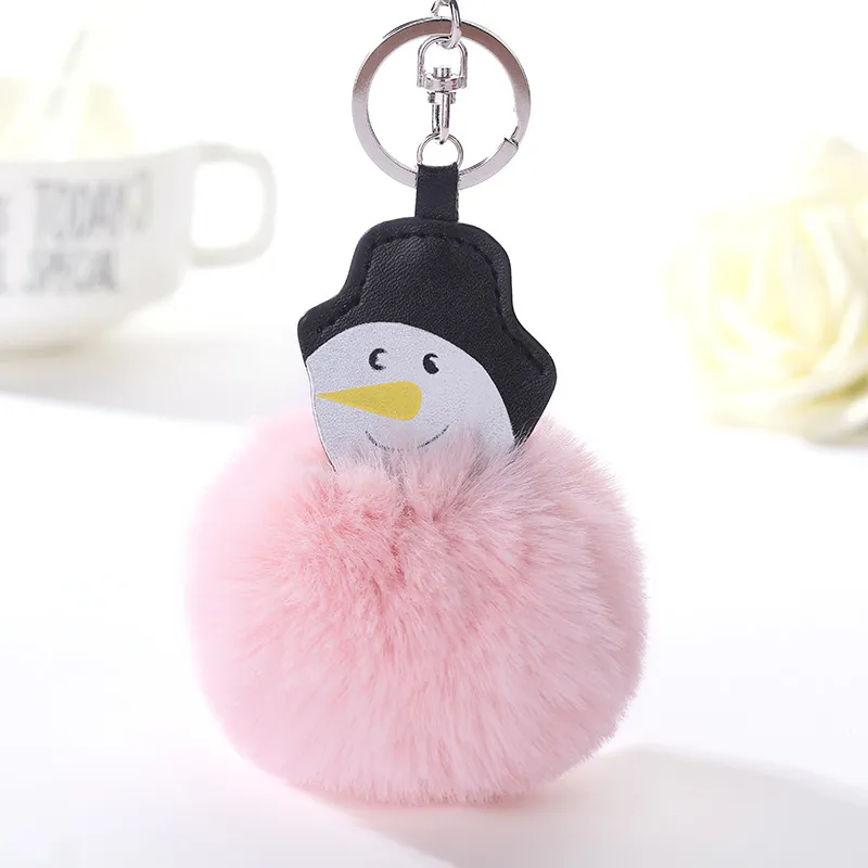 Haute qualité dessin animé bonhomme de neige boule de cheveux porte-clés accessoires créatifs sac pendentif en cuir PU KR363 porte-clés mélanger l'ordre 20 pièces beaucoup