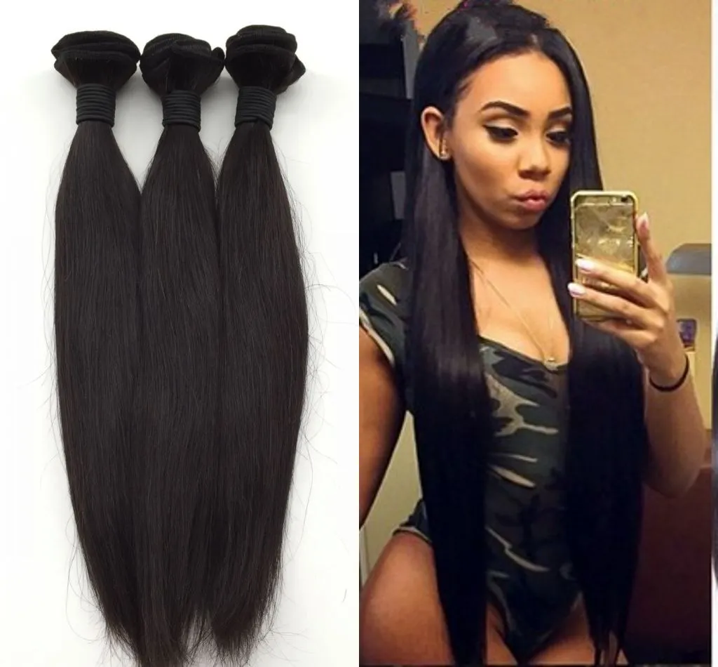 Unprocessed Brazilian Malaysian Indian Peruvian Virgin Hair Weave 8-30inch Natural Color Staight 100% Human Hair Weft Extension