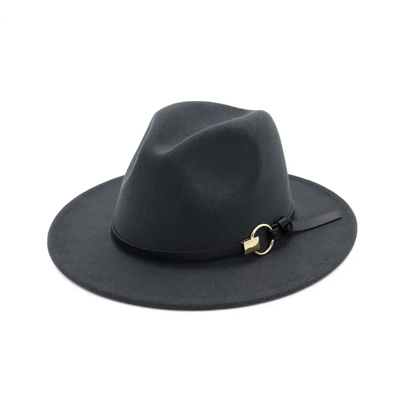 5 pezzi! Cappelli di moda uomo donna Moda elegante feltro solido Cappello Fedora Fascia larga a tesa piatta Cappelli jazz Elegante Trilby Panama Caps