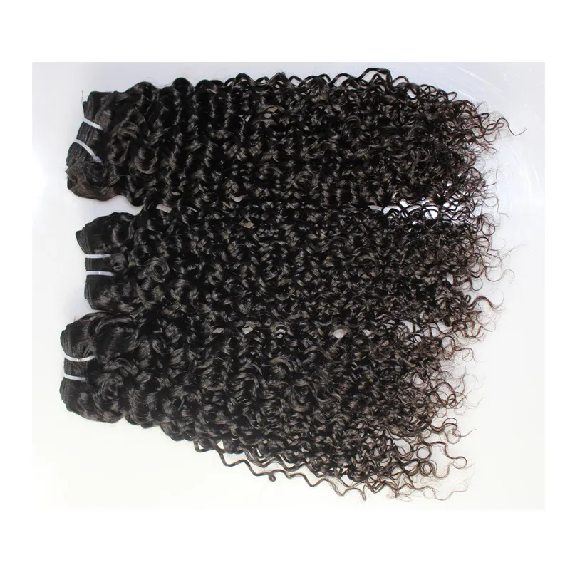 Cabelo Brasileiro Peruano Indiano Malaio Jerry Curly Cabelo Tece 3 Pote Lote 100% Não Transformados Cheap Peruano Cabelo Tecelagem 9A Frete Grátis!