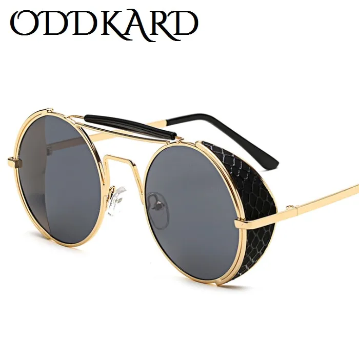 ODDKARD 남자와 여자를위한 호화로운 Steampunk 색안경 Brand Designer 둥근 높은 유행 선글라스 Oculos de sol UV400