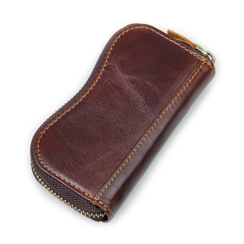 Véritable cuir clé de voiture portefeuilles hommes femme de ménage clés organisateur femmes porte-clés couvre fermeture éclair Vintage porte-clés pochette étui sac sac à main portefeuille