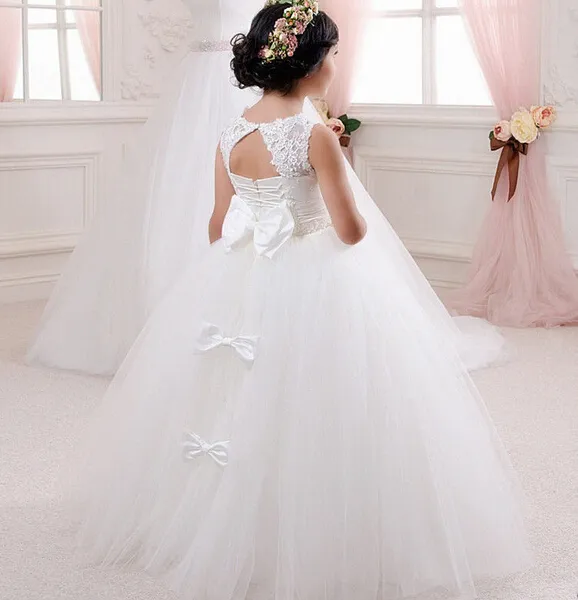 Ivory Lace Flower Girl Dress for Weddings Communion Dress Simple Design Lace Girl Dress