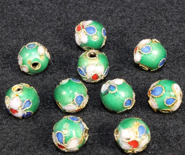 Perles en émail cloisonné de 10mm, filigrane coloré, véritables perles d'espacement rondes en vrac pour bricolage de bijoux, bracelets artisanaux, breloques perles cloisonnées