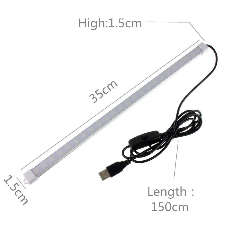 Yeni Varış USB Anahtarı Ayarlanabilir 35 cm 4.8 W 24 SMD 5630 LED Sert Şerit Sert Bar Işık Tüp Lambası DC5V