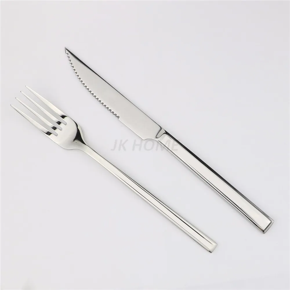 JANKNG Stainless Steel Dinnerware Set Steak Knife Dinner Spoon Fork Flatware Set Sliver Western Cutlery Set Tableware 