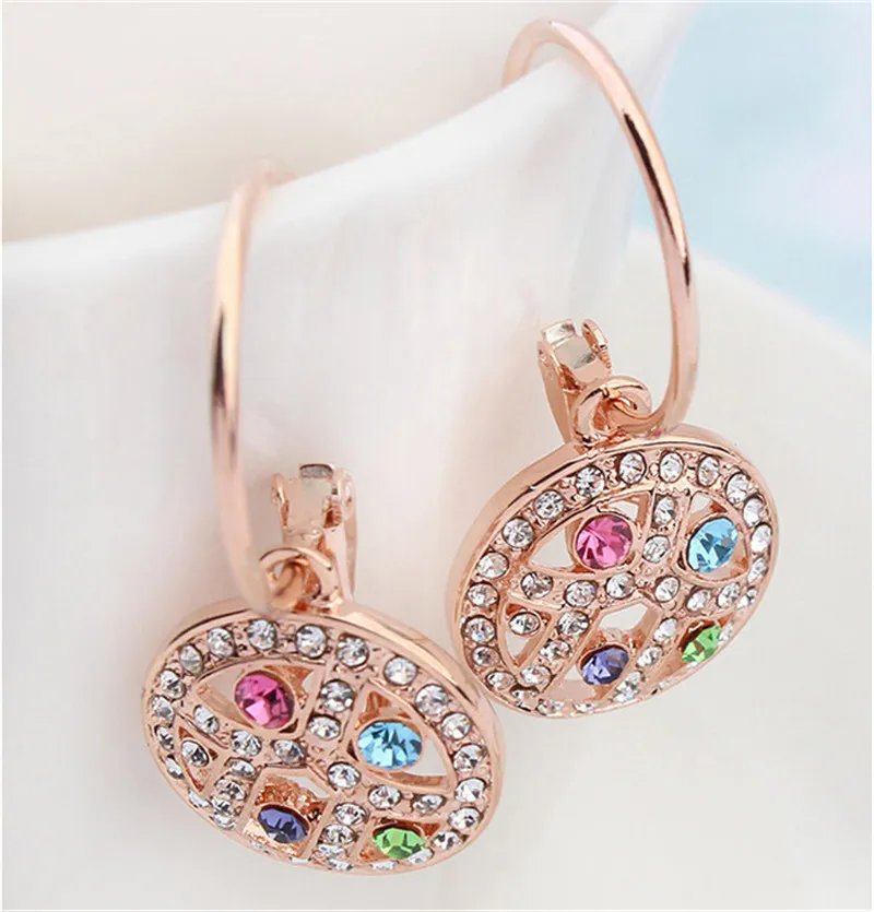 Luxury Noblest Rhinestone Crystal Dangle Earrings For Women 18K Champagne Gold Plated Drop Earrings Prom Jewelry 126781185660