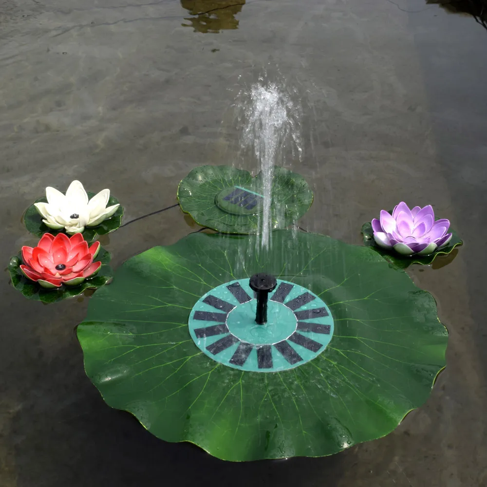 Pompa fontana a foglia di loto galleggiante solare universale Pompa piscina laghetto da giardino Pompa pannello ad energia solare Decorazioni spruzzi d'acqua solari da giardino