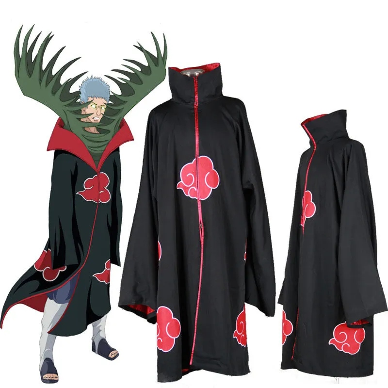 Japanska Anime Akatsuki Itachi Uchiha Cosplay Kostym Cos Naruto Deluxe Mäns Cloak Trench för Halloween Chrismas