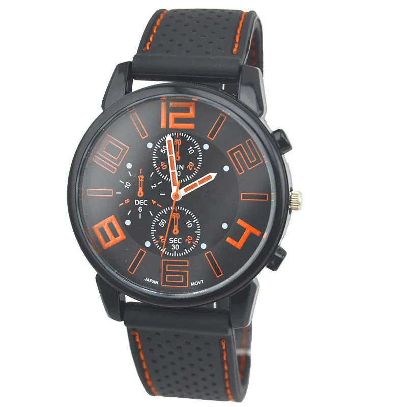 Venta al por mayor 50 unids/lote mezcla es hombres casual deporte piloto militar aviador ejército silicona GT reloj RW017