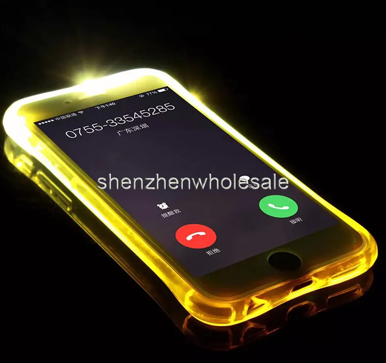 Tanie TPU + PC LED Flash Light Up Case Przypominaj przychodzącą pokrywę połączenia dla iPhone XR XS Max 8 Plus Samsung S8 S8 + NOTE9 8