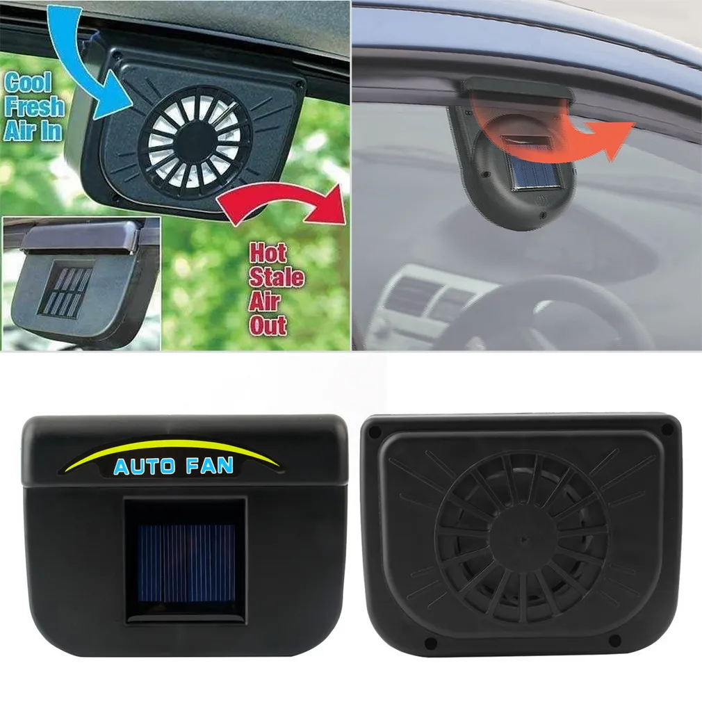 Solar Powered Car Window Fan Auto Ventilator Cooler Air Vehicle