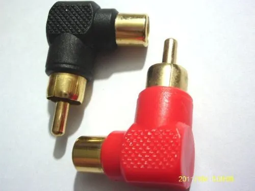 1000pcs Gold plated rca Right Angle Adapter Female to Male Adapter