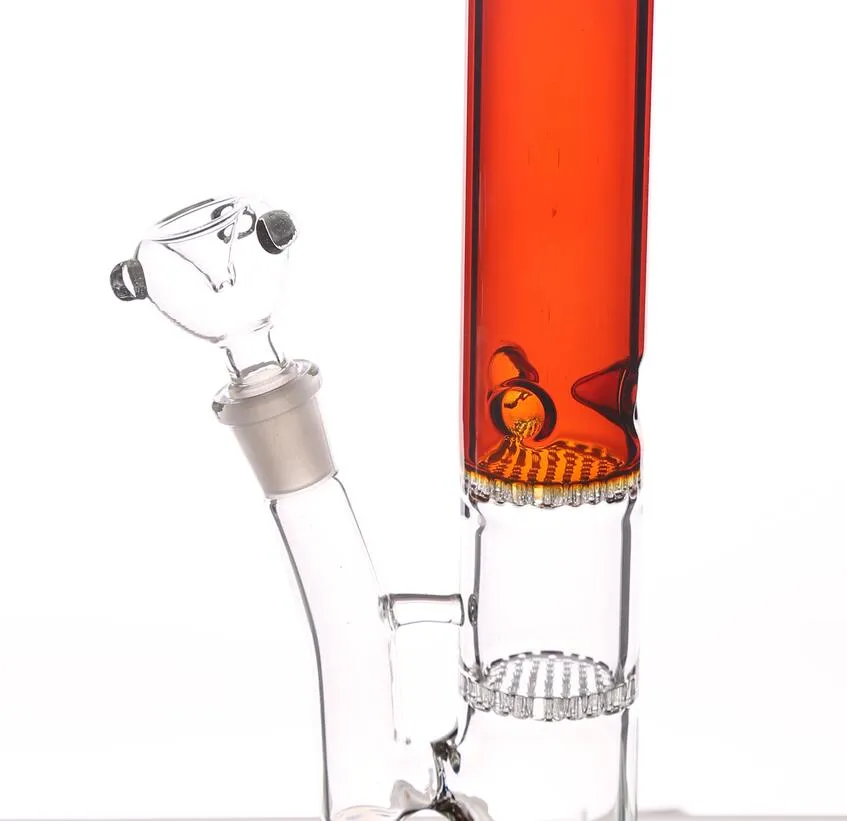 실제 이미지 봉 유리 물 파이프 높이 14cm 14.4mm 공동 유리 봉 더블 허니 콤 여과기 RIg 유리 Hookahs