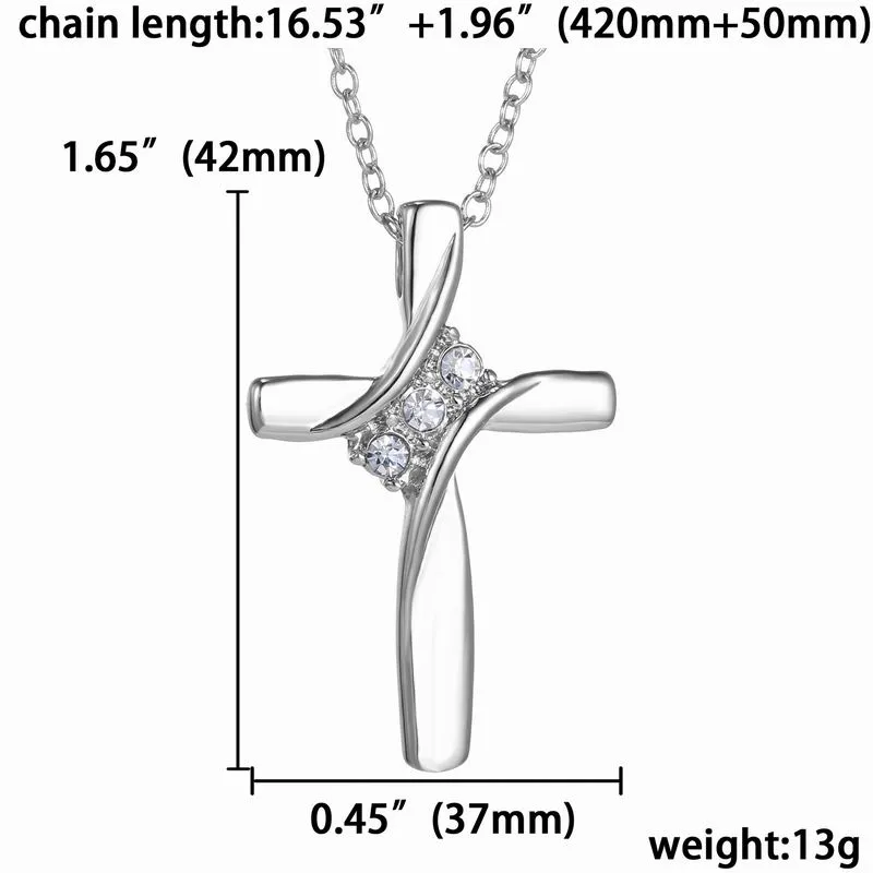 2016 preço de Atacado Cruz Cristo Jesus Cristal colar Religião mulheres de cristal de prata CZ pedra Pingente de Colar para As Mulheres de Jóias DHN809